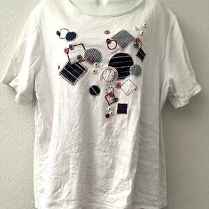 CJ BANKS EMBELLISHED VINTAGE EMBRROIDERED PLUS T-SHIRT